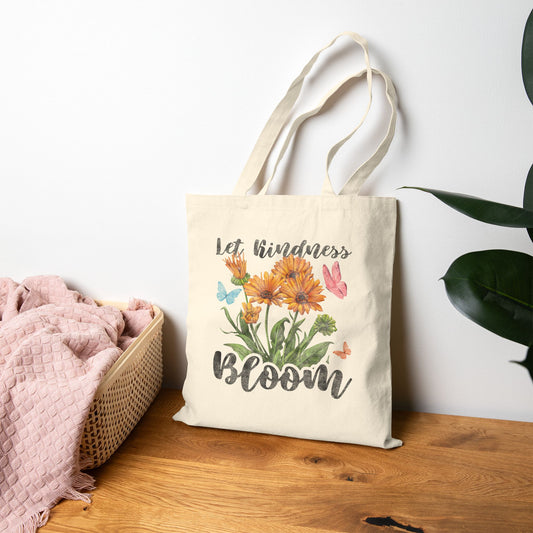 Let Kindness Bloom Tote Bag (15" x 16")