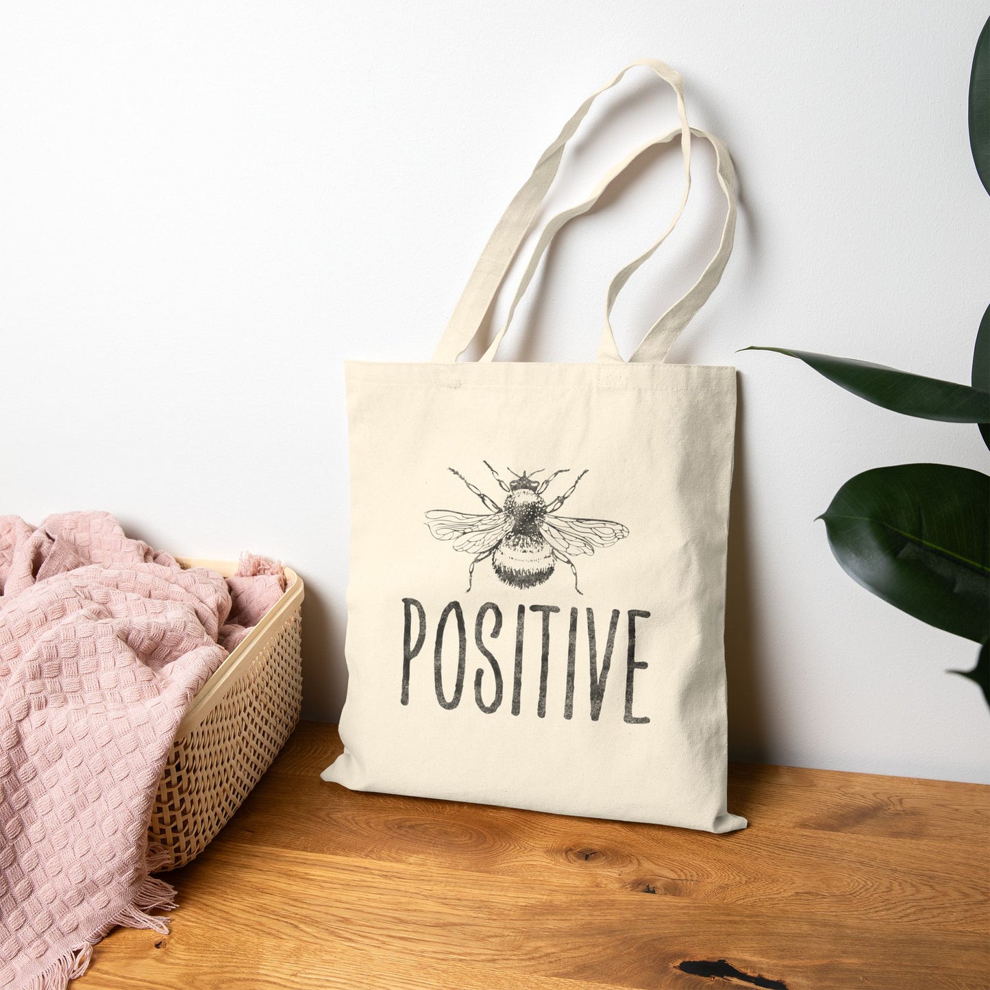 Bee Positive Tote Bag (15" x 16")