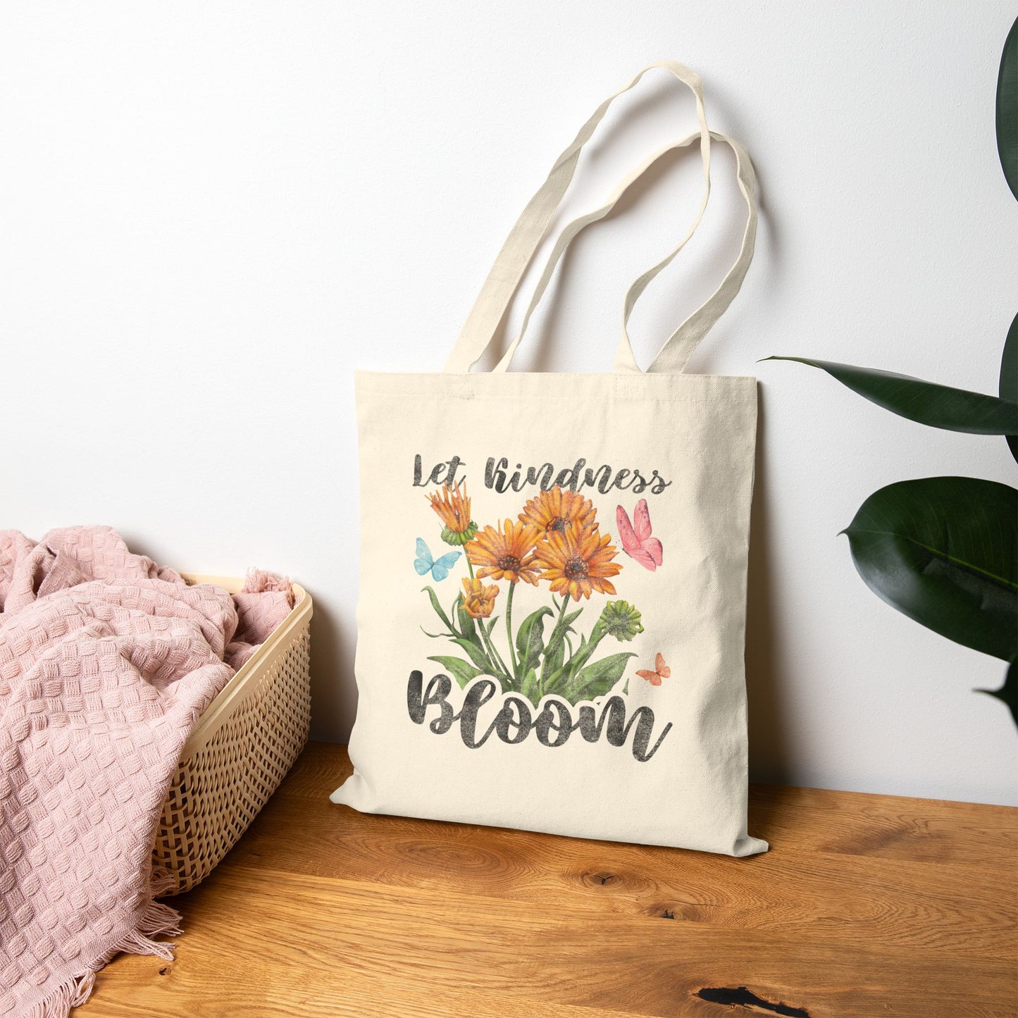 Let Kindness Bloom Tote Bag (15" x 16")