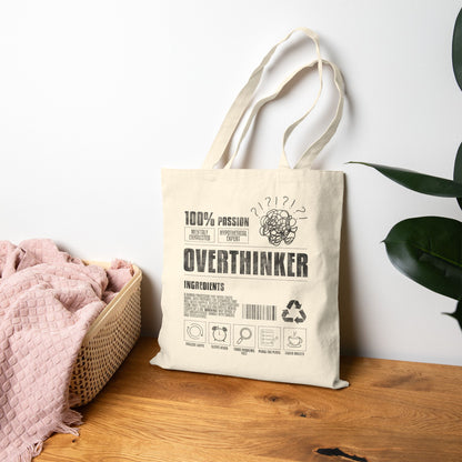 Overthinker Ingredients Tote Bag (15" x 16")