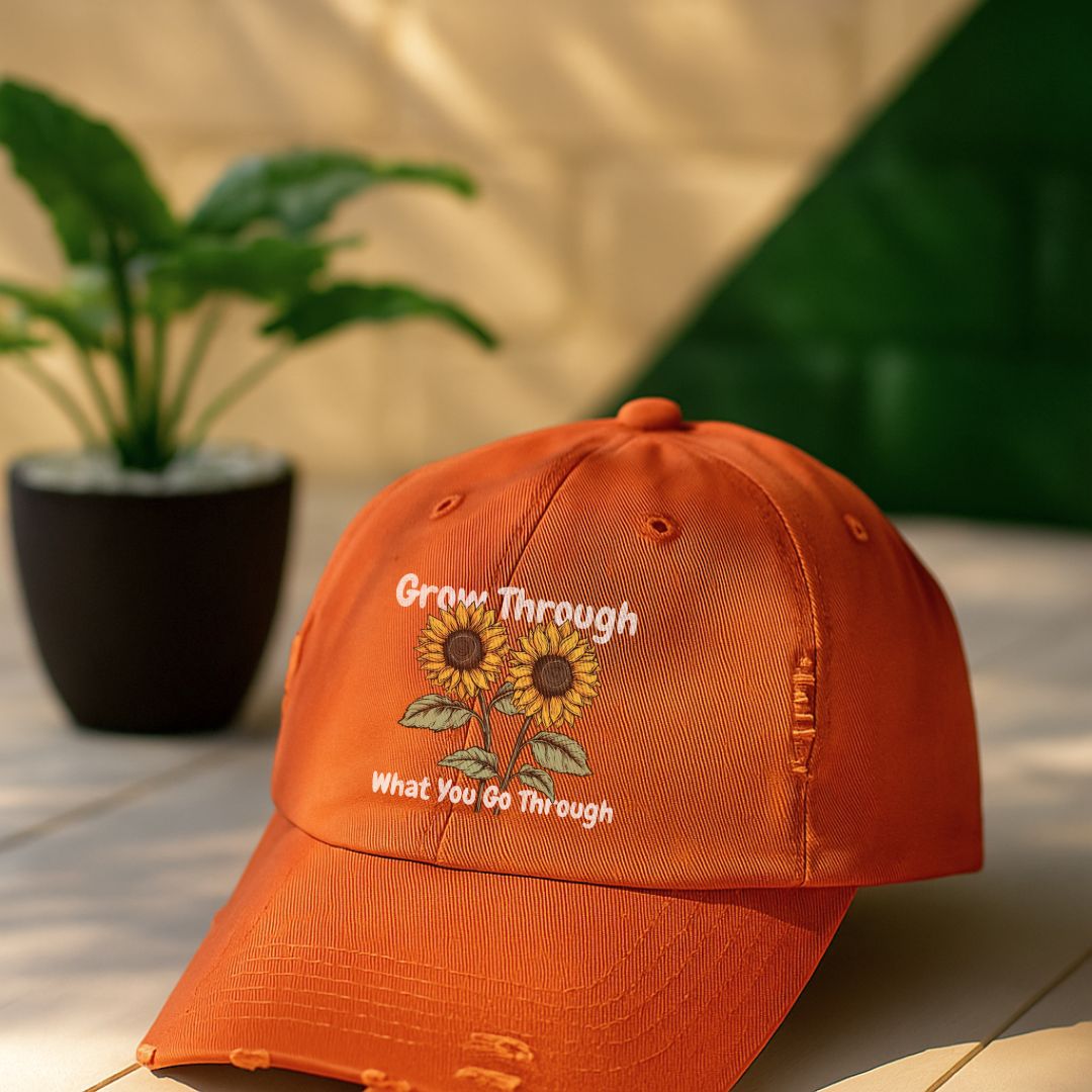 Grow Through What You Go Through Distressed Cap