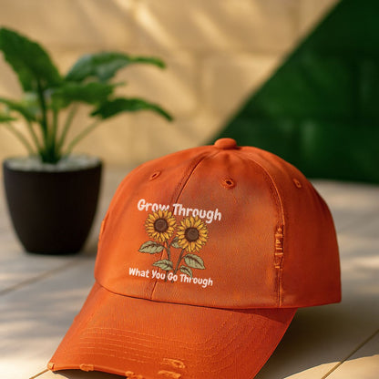 Grow Through What You Go Through Distressed Cap