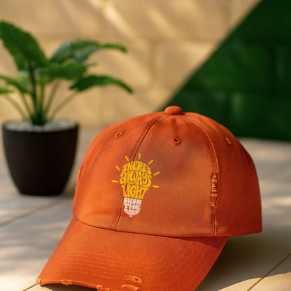 There Is Always Light Even In The Dark Distressed Cap