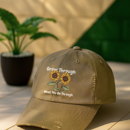 Grow Through What You Go Through Distressed Cap