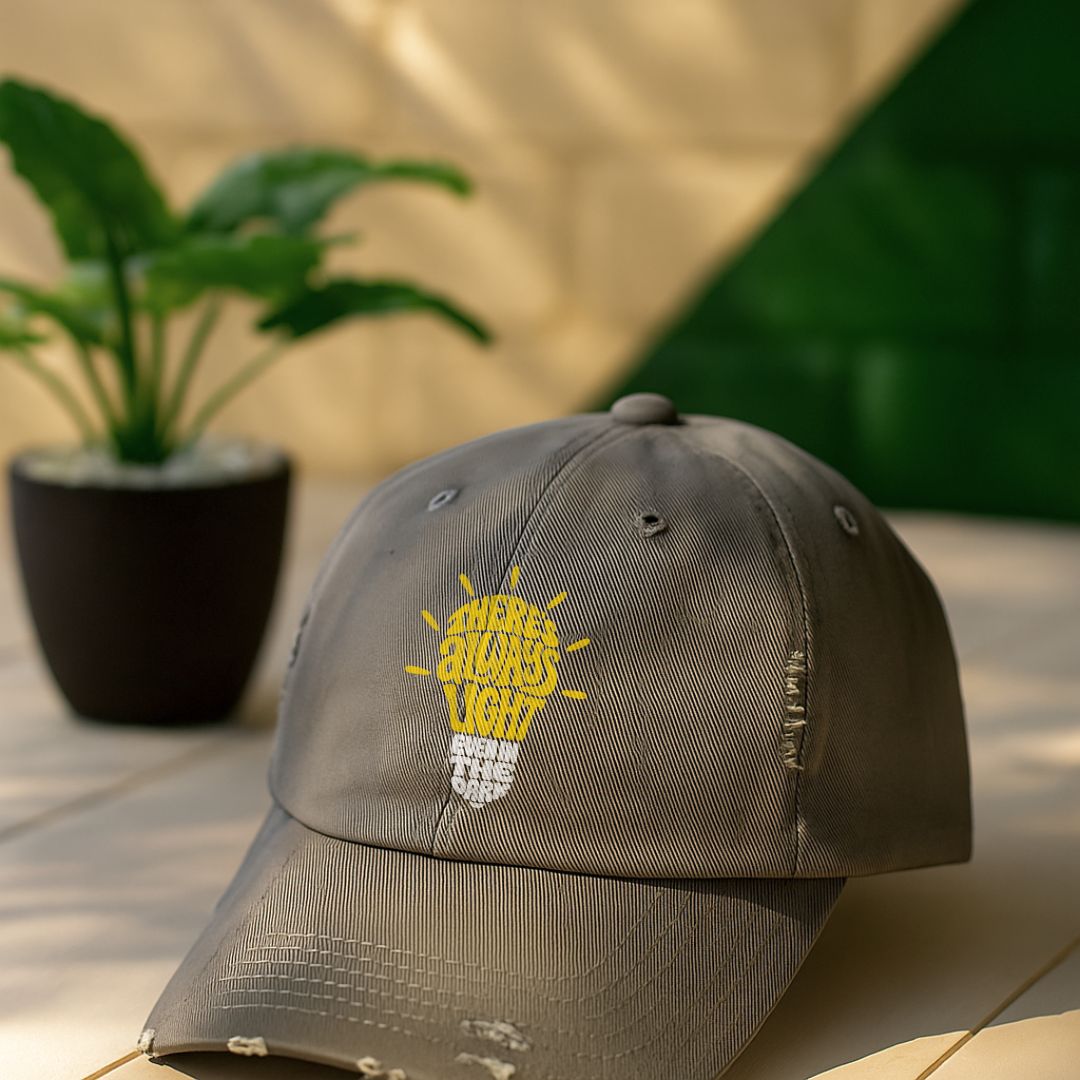 There Is Always Light Even In The Dark Distressed Cap