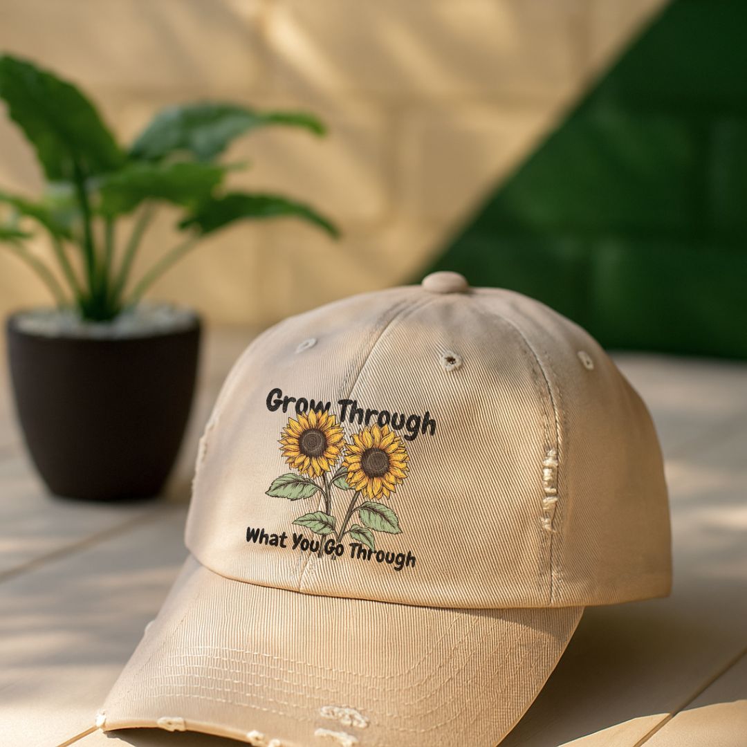 Grow Through What You Go Through Distressed Cap