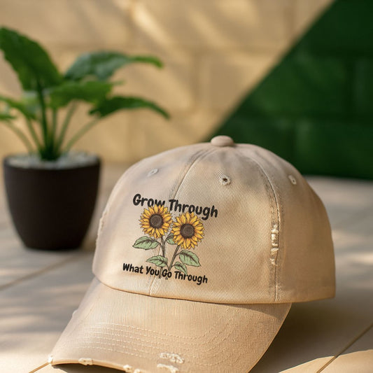Grow Through What You Go Through Distressed Cap