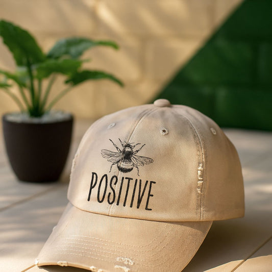 Bee Positive Distressed Cap