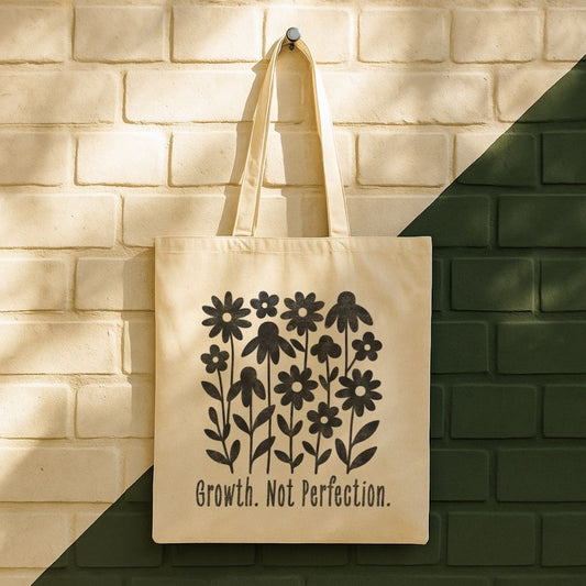 Growth Not Perfection Tote Bag (15" x 16")