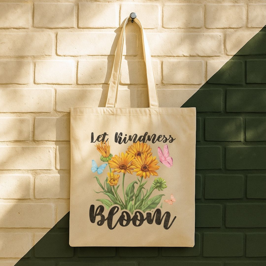 Let Kindness Bloom Tote Bag (15" x 16")