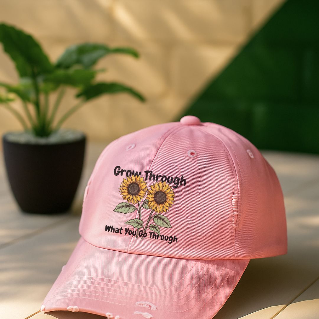 Grow Through What You Go Through Distressed Cap